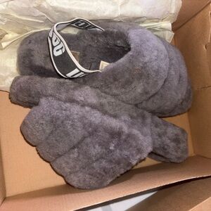 UGG Charcoal Gray Fluff Yeah Slide